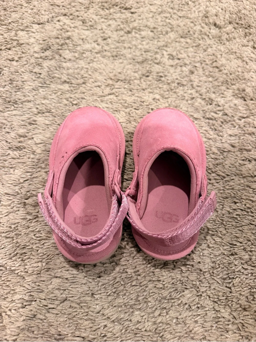 UGG Kids Pink Suede Clog Sandals